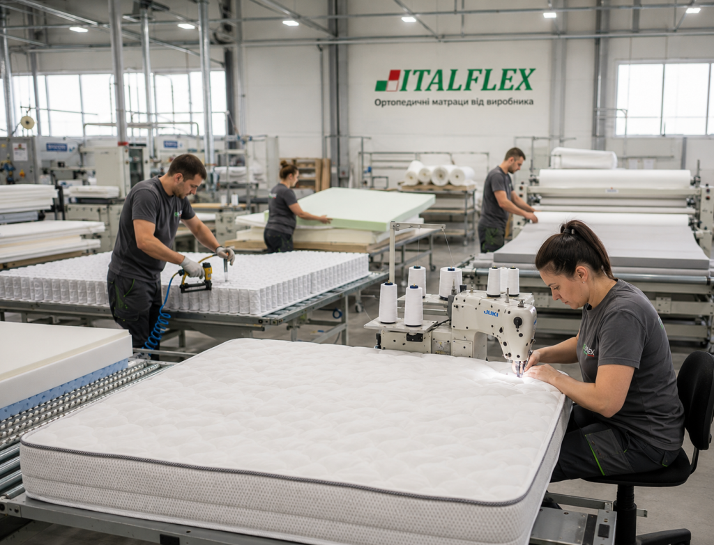 Виробництво ортопедичних матраців ItalFlex у сучасному цеху